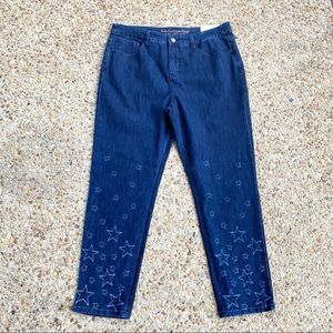 NWT Soft Surroundings Holiday Star Straight Leg Ankle Jeans 16 Missy